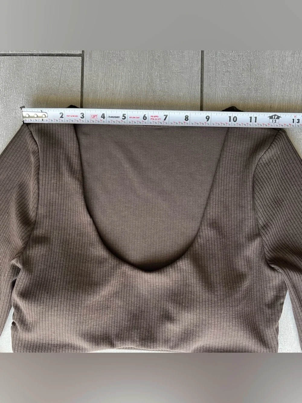 Alo Yoga Ribbed Defined Long Sleeve Bra in Espresso Brown Small Built In Bra